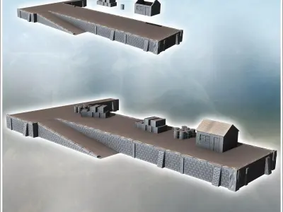 Industrial loading dock with access ramp and annex building 5 -  3D print model
