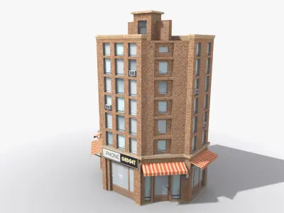 Apartment Building x10 Low-poly 3D model