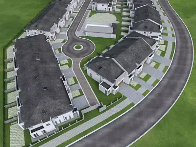 Neighborhood Houses 02 Low-poly 3D model