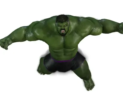 Hulk Kicks Ironman Low-poly 3D model