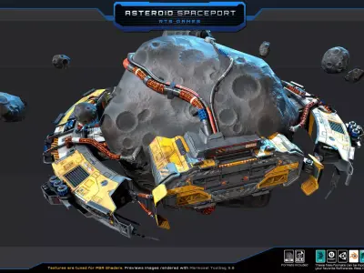 Asteroid Spaceport Low-poly 3D model
