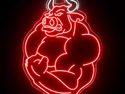 Bull Neon Sign 3D model