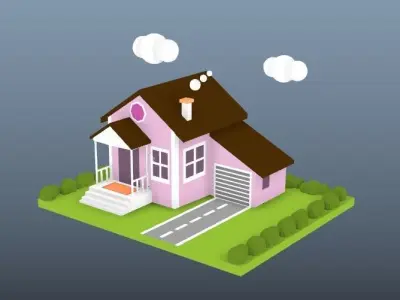 Small Town  Low-poly 3D model