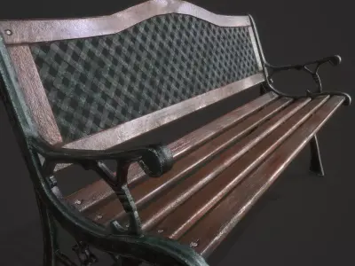 Park Bench Low-poly 3D model 6