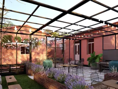  3D Exterior Scene 3D model design garden and landscape 3D model shop