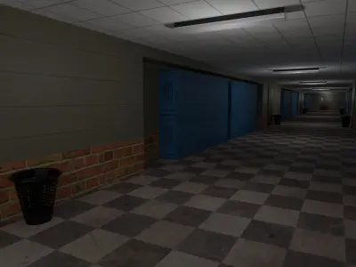 School Corridor Low-poly 3D model