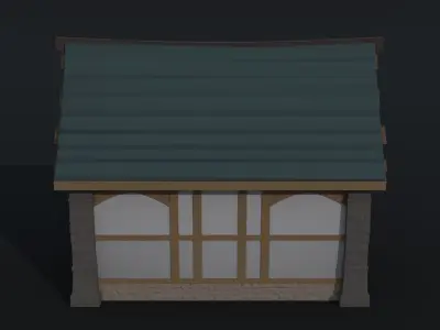 Cartoon medieval house 3 Polygonal Style Low-poly 3D model