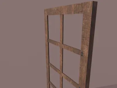 Realistic Wooden Window Frame with Dust Texture Low-poly 3D model