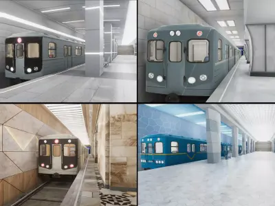 Subway Stations Collection Interiors 3D Model Pack