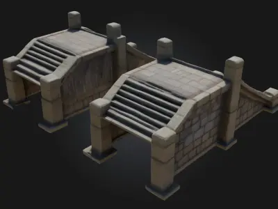 Stone Stairs Duo  Dual Paths of Ancient Design 3D model
