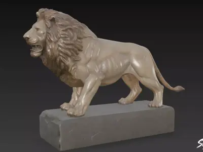 Lion Statue V17 Low-poly 3D model