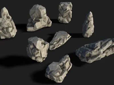 Mountain cliff Rocks - 3D Models PBR Pack 02 Low-poly 3D model