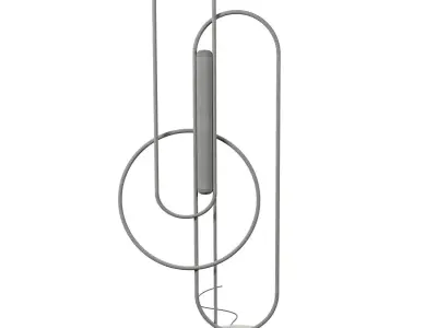 Contemporary Brass Floor Lamp with Geometric Frame 3D model