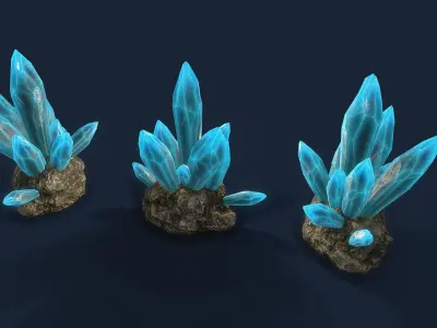 Crystal Blue  Low-poly 3D model
