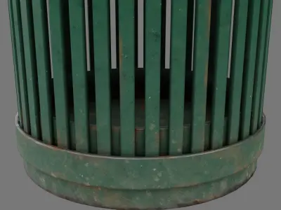 Public Trashcan Low-poly 3D model