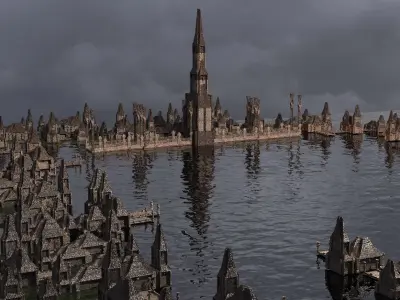 Town Fort Village Kitbash 2 3D model