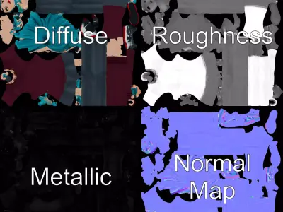 Stylish Cyan Character model pack Low-poly 3D model