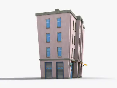 Cartoon Building x12 Low-poly 3D model