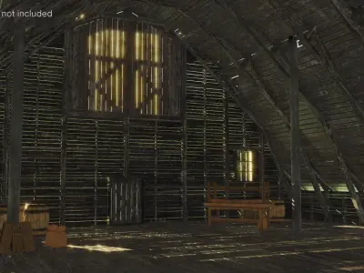 Abandoned Wooden Barn 3D model
