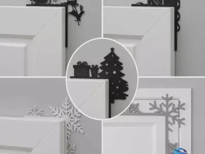 5 Christmas  Decorations Set - 3D Printable Door Edge Ornaments 3D print model
