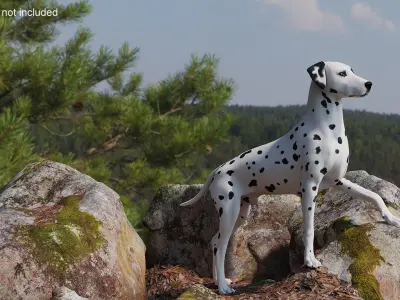  Dalmatian Dog Animated Rigged for Cinema 4D 