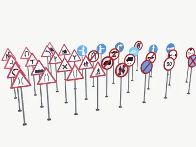 Road Sign Full Pack Low-poly 3D model