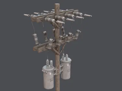 Electric pole Low-poly 3D model