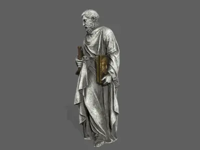 Old Man Statue Low-poly 3D model 14