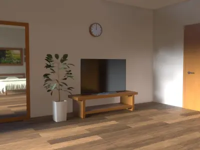 RoomKitVol001 bedroom with bed and dresser Low-poly 3D model
