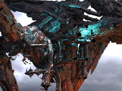 Cyberpunk asteroid Ore Wraith tree 3D model