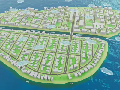 Miami - Bay Harbor Islands - Real Copy Low-poly 3D model