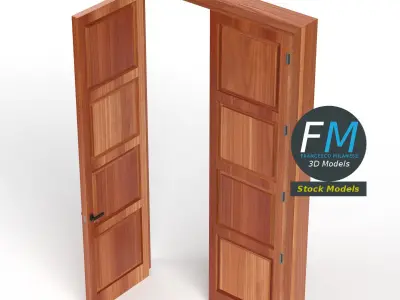 Tall wooden door 3D model