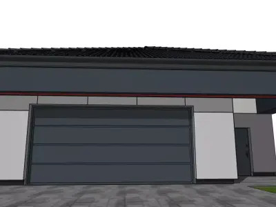 Modern One Story House 3D Model with Terrace 3D model