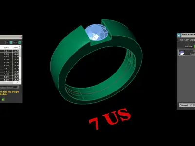 Light Gold Diamond Men Ring 2MR033 3D model