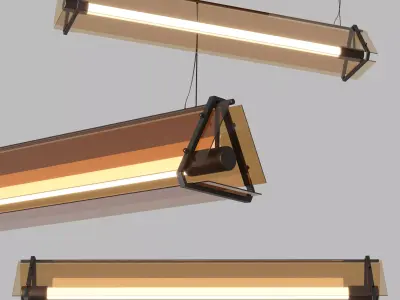 Kaleido - LEDs Linear Pendant Light Low-poly 3D model