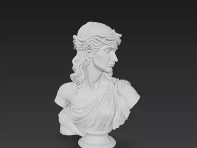 Classical Female Bust Sculpture Greek Style 3D Model 3D model