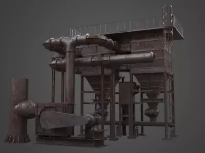 Factory Element - Silo Low-poly 3D model