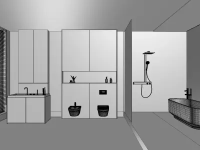 Modern main bathroom WC shower room 3D model