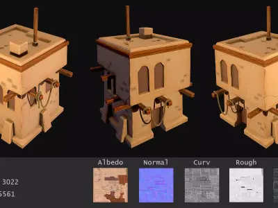 Cartoon Desert House Low-poly 3D model
