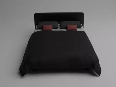 Modern Black Bed Free 3D model