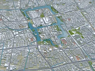 Nantong Jiangsu China 60km Low-poly 3D model