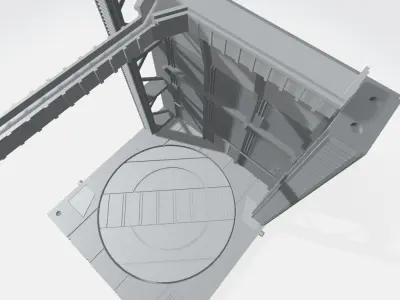  -MHB01F- Mecha Hangar Bay Base and Wall SET 01 Fixture 3D print model