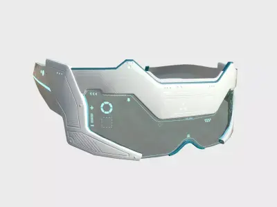 SciFi Glasses F01 White Blue - Character Design Fashion Low-poly 3D model