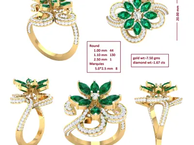 Diamond Ring for Women 3D print model 16
