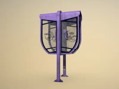 NoviSad PhoneBooth double VIOLET Low-poly 3D model