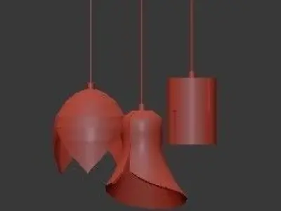 Untitled three concrete pendant lights 3D model