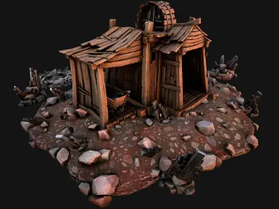 Medieval Mine Silver Ore Deposits Low-poly 3D model