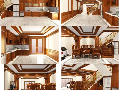 Classic Interior Scene from Real House in Vietnam Max Vray 3D model