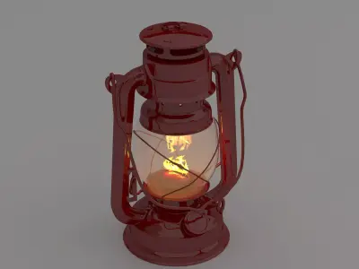 Vintage oil lamp red 3D model