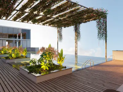 Rooftop infinity swimming pool 3D model